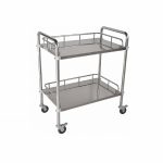 Dressing Trolley Stainless Steel 2 Shelves Guard rails, Medium size