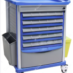 Trolley Emergency/  Anesthesia 2 drawers ABS body IV Pole